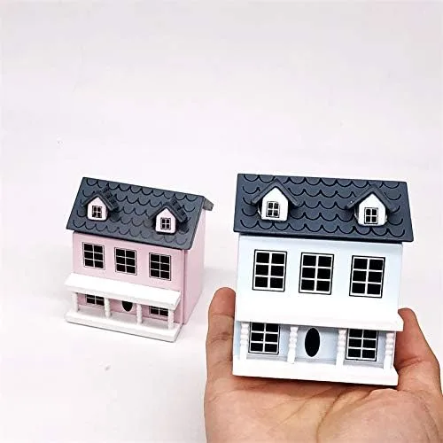 Vista 4 de Cutemini Cabaña en miniatura para casa de muñecas, accesorios para decoración de escritorio de 3 piezas