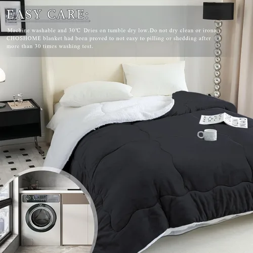 Vista 5 de CHOSHOME Manta de forro polar Sherpa - Manta gruesa y cálida para invierno, manta de felpa suave y mullida para cama, sofá y viajes
