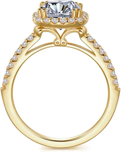 Vista 2 de HAFEEZ CENTER Engagement Rings for Women, Promise Rings for Women, Rings, Rings for Women, 2.5ct Cushion Cut Yellow Gold Plated Engagement Rings