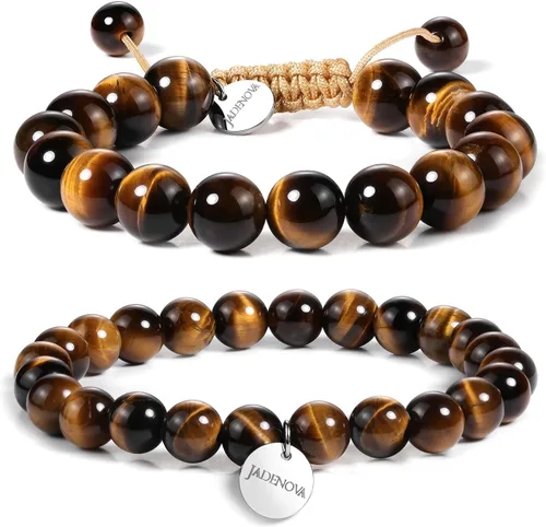 Vista 9 de JADENOVA - Brazalete de piedras de yoga para parejas Amatista