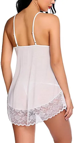 Vista 6 de Vestido de lencería de encaje floral para mujer, para sexo, juego travieso, sexy, traslúcido, camisones exóticos, camisón de novia