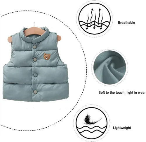 Vista 5 de LANBAOSI Chaleco de invierno lindo de cuello alto para bebés y niñas y niños