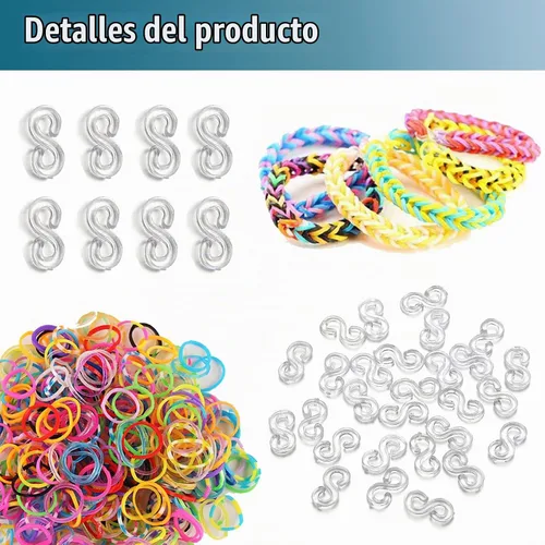 Vista 4 de PUSNMI - Clips de banda de goma, 1000 piezas de clips de banda de goma para telar, clips de banda de plástico, conectores de recambios, kit
