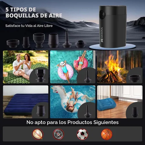 Vista 6 de AKSOUL Portable Air Pump for Inflatables: Electric Pumps for Air Mattress Air Bed Pool Floats Raft (Basic & Tiny & Upgraded)