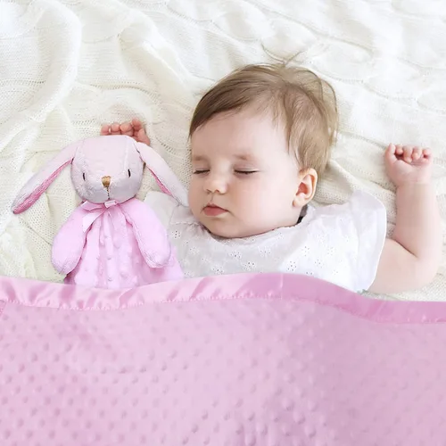 Vista 2 de Pro Goleem Manta de bebé con manta de seguridad de conejito rosa para niña recién nacida