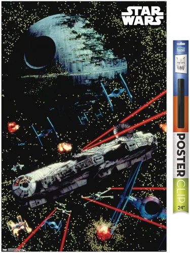 Vista 16 de Trends International Star Wars: Saga - Póster de pared de batalla espacial, 14.725 x 22.375 pulgadas, versión enmarcada de madera de granero
