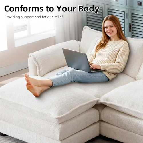 Vista 6 de GNIXUU Sofá Seccional en Forma de L de 112" Cloud Couch para Sala de Estar, Sofá Seccional Modular de Gran Tamaño con Otomana Móvil, Juego de Sofá