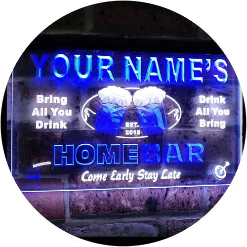 Vista 16 de Letrero luminoso Custom Home Bar Beer de neón; personalizado con nombre Blanco