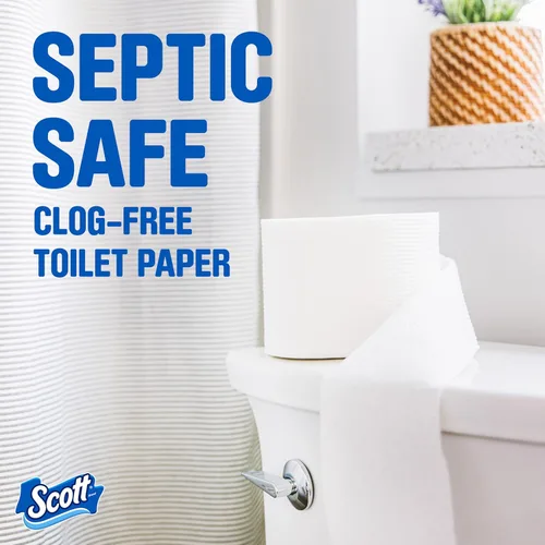 Vista 4 de Scott ComfortPlus - Papel higiénico, 6 mega rollos, 310 hojas por rollo, apto para fosas sépticas, toalla de baño de 1 capa