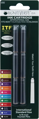 Vista 3 de Monteverde Cartucho de tinta estándar, negro, paquete de 12 (G303BK)