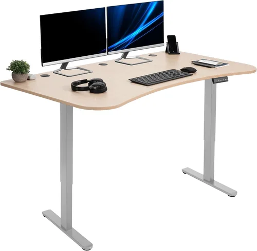 Vista 86 de VIVO DESK-KIT-E2B1B - Escritorio eléctrico de pie con motor doble, ajuste de altura de memoria, serie E2B, marco negro superior negro, DESK-KIT-E2B1B