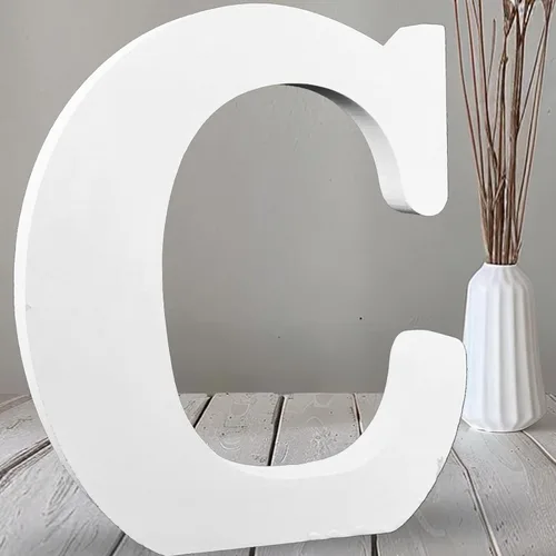 Vista 12 de AOCEAN Letras de madera grandes blancas de 12 pulgadas, letras de madera sin terminar para decoración de pared, letras decorativas de pie