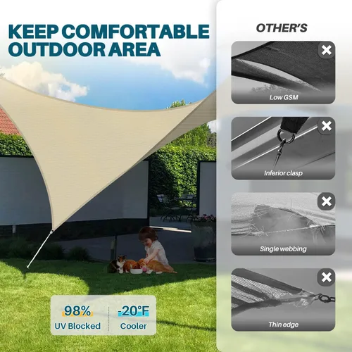 Vista 4 de Coarbor Toldo rectangular resistente para exteriores, 22 x 22 pies, color beige