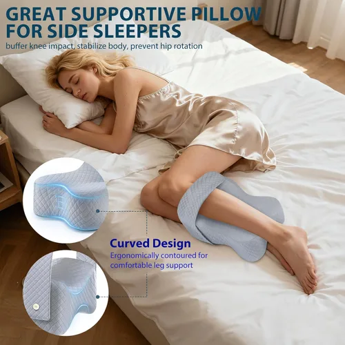 Vista 5 de Almohada de rodilla para dormir de lado con alivio del dolor de cadera, almohada de pierna para dormir de lado con correa ajustable, alivio