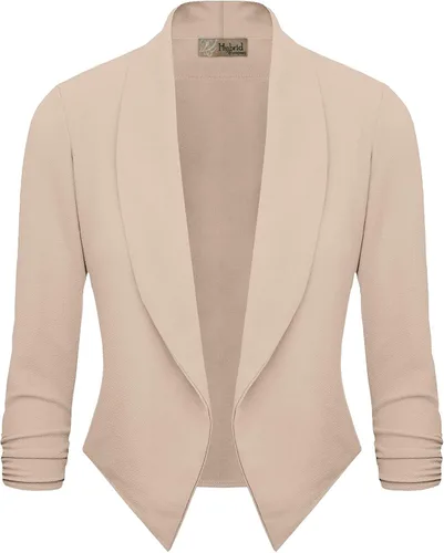 Vista 2 de Hybrid & Company - Chaqueta casual de trabajo o oficina con parte delantera abierta y hombreras extraíbles, hecha en los Estados Unidos, para mujer