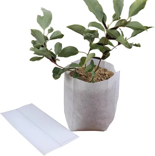 Vista 7 de 100pcs Biodegradable Non-Woven Fabric Seedling Pots - Eco-Friendly Garden Grow Bags for Seed Starting and Transplanting(20x20cm)