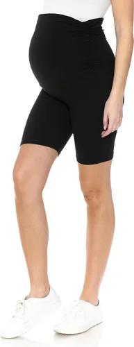 Vista 4 de Leggings Depot Pantalones cortos de maternidad con cintura lateral fruncida para mujer, pantalones cortos sobre el vientre
