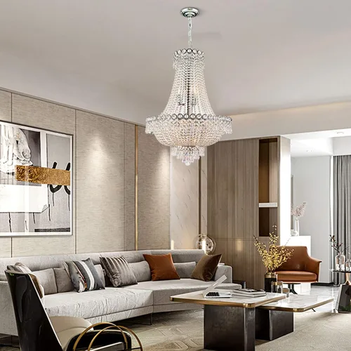 Vista 9 de TFCFL Candelabro de cristal de lujo moderno con 12 luces, acabado dorado, clásico imperio K9, lámpara de techo de cristal, montaje empotrado