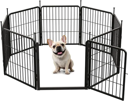Vista 27 de SunsGrove - Cerca para perros para exteriores, corral resistente de 32 pulgadas con 2 paneles para perros pequeños y medianos, cerca de juego