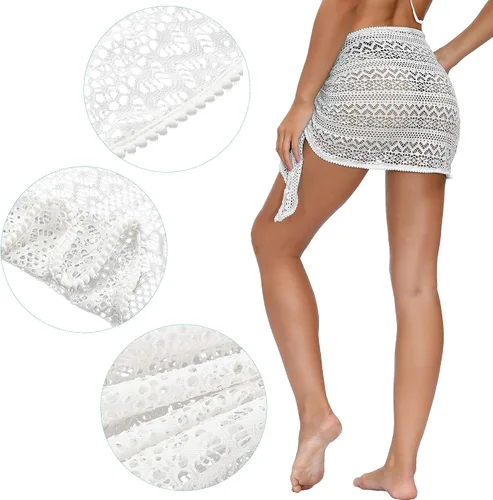 Vista 6 de SATINIOR Traje de baño para mujer pareo abrigo ropa de playa encaje verano bikini cubre