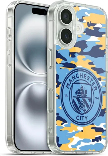 Vista 64 de Head Case Designs Funda de gel con licencia oficial del Manchester City Man City FC Blue Moon Badge Camou [protección de grado militar] compatible
