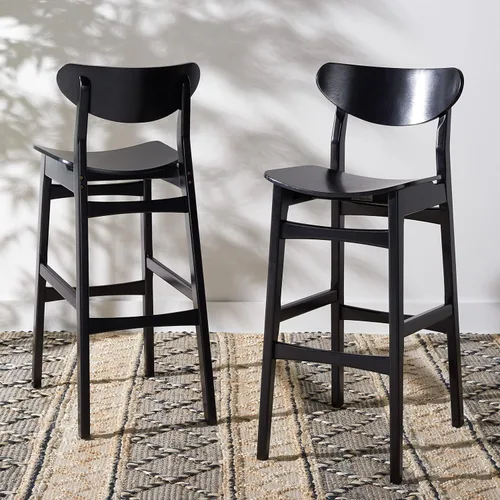 Vista 8 de SAFAVIEH Home Collection Thaxton Mid-Century Farmhouse - Juego de 2 taburetes de bar (30 pulgadas), color negro