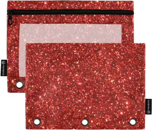 Vista 9 de SHJI Bolsas para carpetas, bolsa de lápices de mármol rosa y azul para carpeta de 3 anillas, paquete de 2 bolsas transparentes con cremallera
