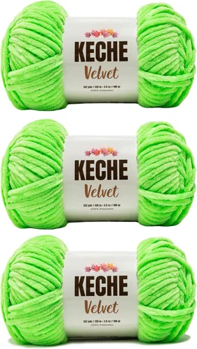 Vista 179 de Keche Hilo para ganchillo, hilo de terciopelo, chenilla suave, manta de bebé voluminosa amigurumi Yarn 3.53 oz (132 yardas) - Arona