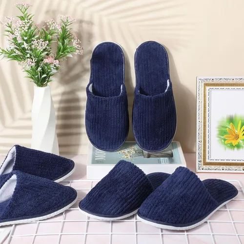 Vista 2 de Panitay 20 pares de pantuflas de spa reutilizables para invitados, lavables con triple capa de forro polar coral para el hogar, interiores, hoteles