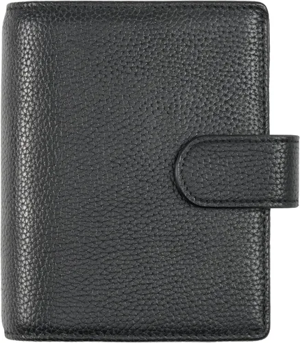 Vista 30 de A5 Funda de cuero para planificador de Hobonichi Cousin, Stalogy, Midori, Leuchtturm1917, y más - con presilla para bolígrafo, ranuras para Negro