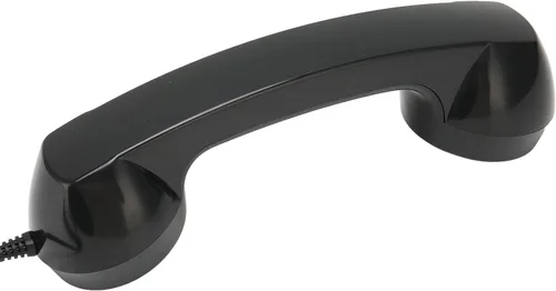 Vista 7 de HEEPDD Receptor de teléfono celular de mano retro, teléfono con cable negro con micrófono, conector de 0.138 in para teléfonos móviles, computadoras