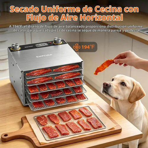 Vista 6 de Deshidratador de alimentos, 5 bandejas de acero inoxidable, temperatura de Plateado