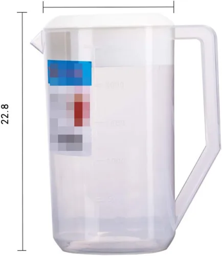 Vista 3 de Housoutil Hervidor de medición con escala de 2.5 L de plástico para bebidas con tapa, jarra de agua fría para jugo, té helado, leche, cerveza