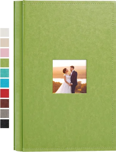 Vista 29 de potricher Álbum de fotos pequeño de 4 x 6 pulgadas, 100 fotos, cubierta de cuero, libro de fotos con 100 bolsillos horizontales para familia, boda