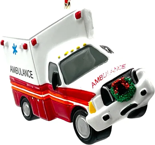 Vista 4 de Kurt Adler - Adorno de ambulancia de 4 pulgadas, rojo, blanco