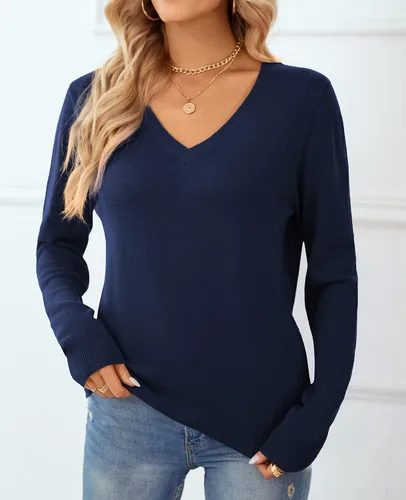 Vista 6 de QUALFORT - Suéter de punto para mujer, 100% algodón suave, sin botones