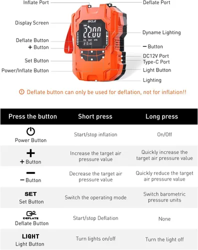 Vista 9 de GICLE 22PSI Electric SUP Pump, Rechargeable Paddle Board Pump, Dual Power Battery & 12V Car Air Pump, Portable High Pressure Inflator with Auto