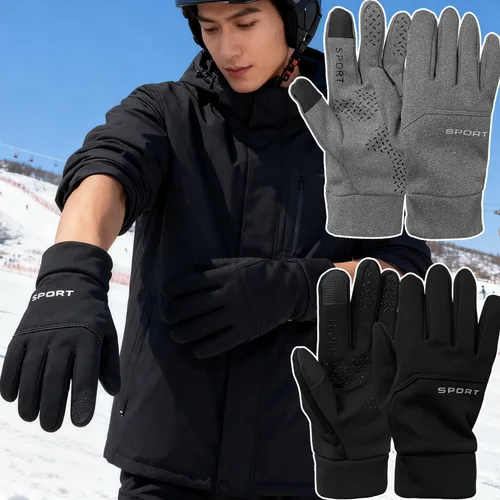 Vista 5 de Guantes de invierno para hombres y mujeres, guantes de ciclismo resistentes al viento para clima frío para hombres, guantes de correr al aire libre