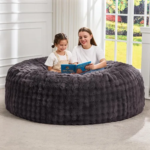 Vista 11 de Hobestluk - Puf para adultos, 5 pies, grande, gigante, de gran tamaño Gris oscuro