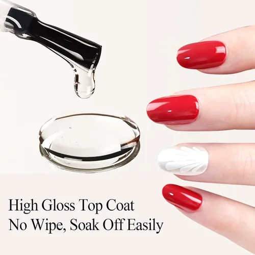 Vista 2 de Esmalte de uñas de gel transparente que no se limpia – Esmalte de uñas de gel transparente de alto brillo, larga duración y resistente al astillado