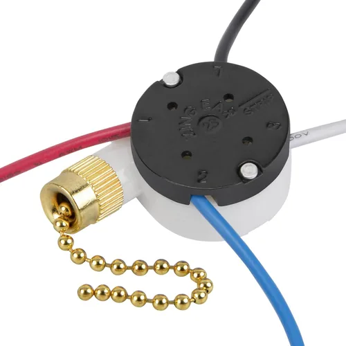 Vista 8 de Interruptor de ventilador de techo Zing Ear ZE-208s E89885 de 3 velocidades con 4 cables, interruptor de cadena de tracción, interruptor de luz