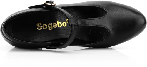 Vista 3 de Zapatos de baile de salón con correa en T para mujer, zapatos de tacón de vestir