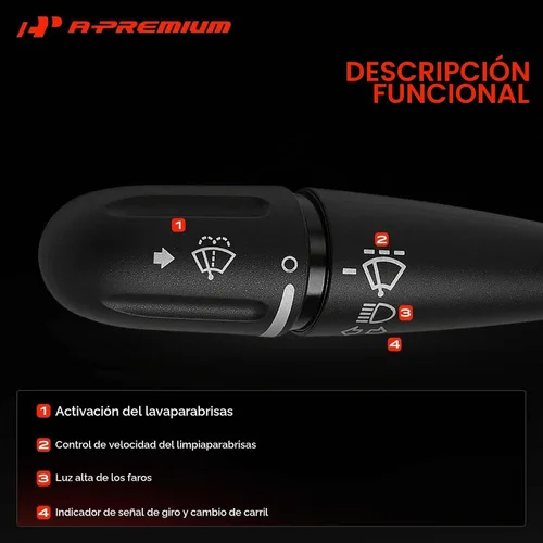Vista 3 de A-Premium Palanca de interruptor multifunción para limpiaparabrisas