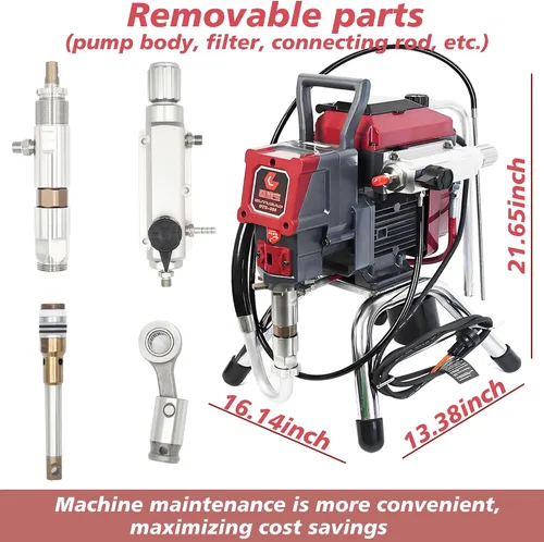 Vista 5 de Kit de pulverizador de pintura sin aire 925, máquina de pintura sin aire de alta eficiencia con extensión de 19.68", puntas 515, 517, 519