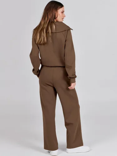 Vista 4 de ANRABESS Women 2 Piece Outfits Sweatsuit Set 2023 Fall Oversized Half Zip Sweatshirt Wide Leg Sweatpant Lounge Set Tracksuit
