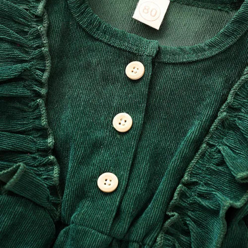 Vista 4 de Karuedoo Kids Toddler Baby Girl Corduroy Ruffle Long Sleeve Dress Princess Party Dress Fall Winter Skirt Outfit
