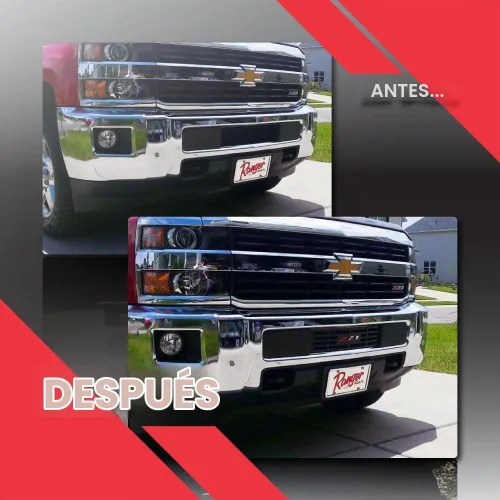Vista 4 de Rejilla de acero inoxidable y pintura electrostática negra para insertar en defensa de 2015+ Chevy Silverado 2500 3500 HD Edición "Z-71