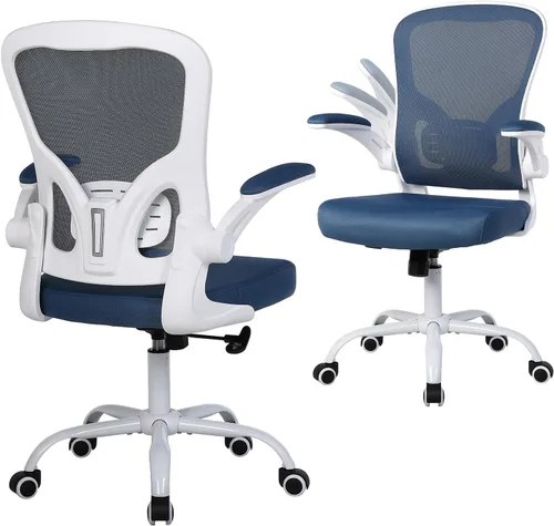 Vista 19 de Flysky Silla ergonómica de escritorio para oficina en casa, soporte lumbar, silla giratoria de malla transpirable para computadora con ruedas y Negro
