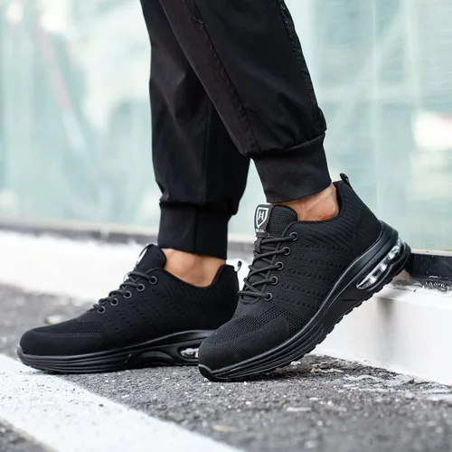 Vista 6 de Zapatos de punta de acero para hombres y mujeres, zapatos de trabajo ligeros y cómodos, indestructibles, antideslizantes, zapatos de seguridad