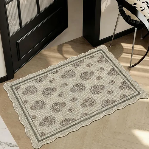 Vista 13 de ORTIGIA Alfombra festoneada de yute fácil de 3 x 5 pulgadas, color negro